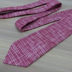 Red Neck Tie Mens SELECTED HOMME White Crosshatch Art Basketweave Coral Dressy